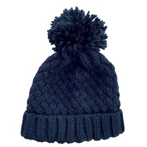 NWT Cable Knit Black Pom Pom Winter Hat Women OS